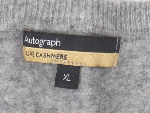 Marks and Spencer Men’s Grey XL Pure Cashmere V-Neck Jumper