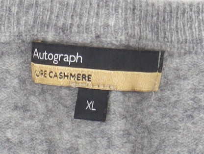 Marks and Spencer Men’s Grey XL Pure Cashmere V-Neck Jumper