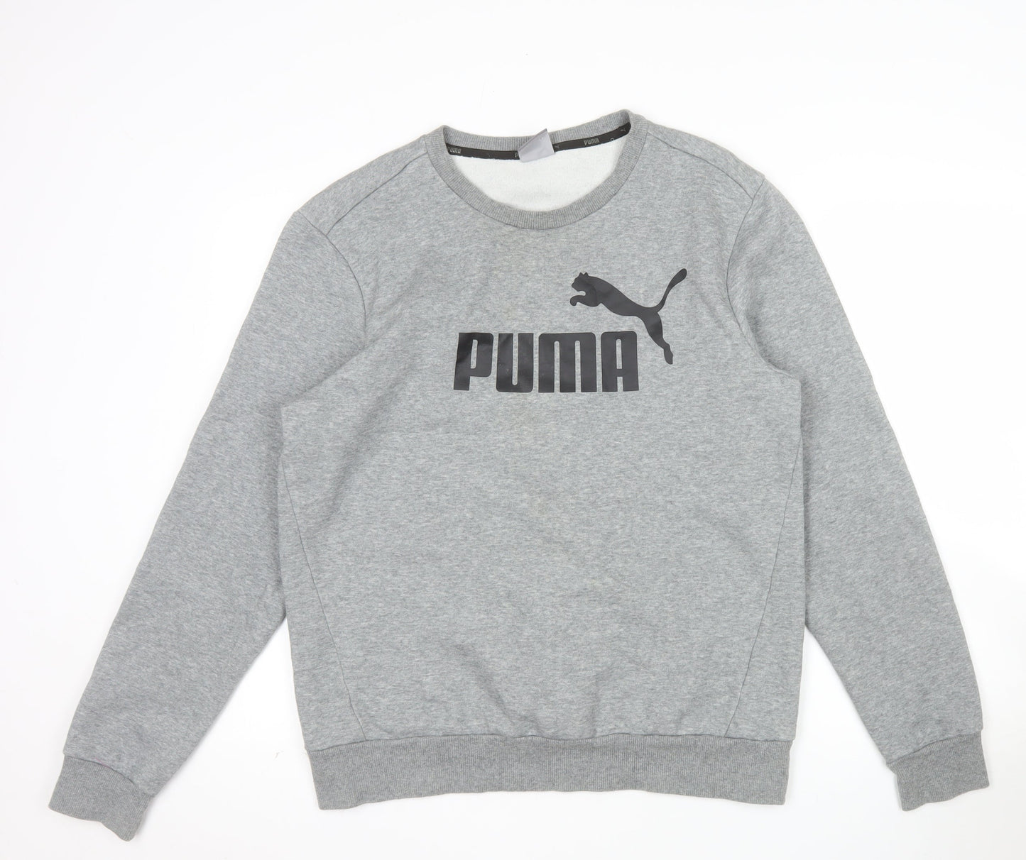 Puma Men's Grey Crew Neck Pullover Logo Sweatshirt Size M