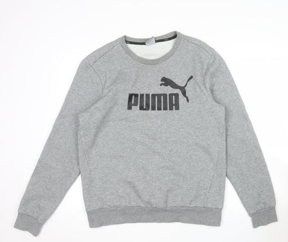 Puma Men's Grey Crew Neck Pullover Logo Sweatshirt Size M
