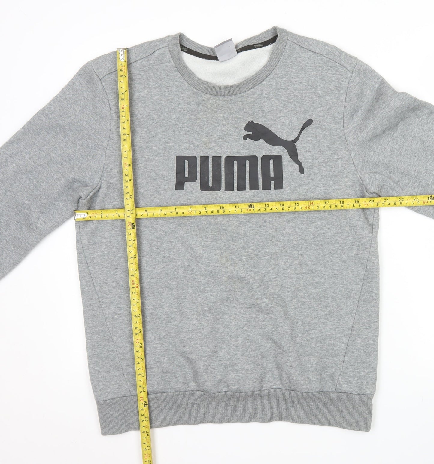 Puma Men's Grey Crew Neck Pullover Logo Sweatshirt Size M