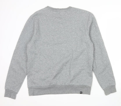 Puma Men's Grey Crew Neck Pullover Logo Sweatshirt Size M