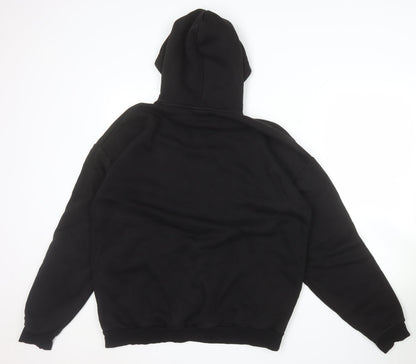 FSBN Womens Black Relaxed Fit Pullover Hoodie Size L Chaotic System Logo