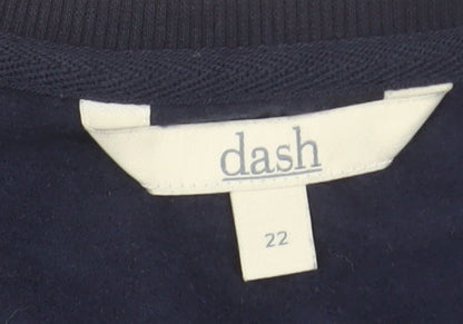 Dash Women Navy Blue Rhinestone Logo Pullover Sweatshirt Size 22