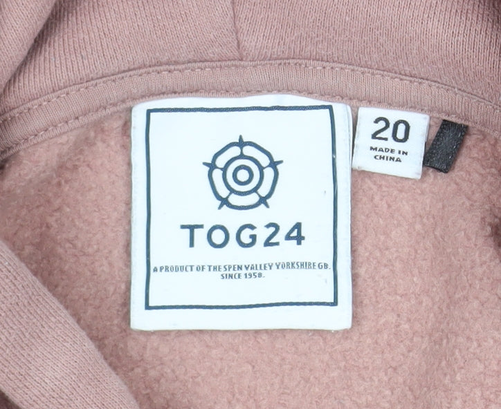 TOG24 Womens Mauve Pink Full Zip Hoodie Size 20 Cotton Blend