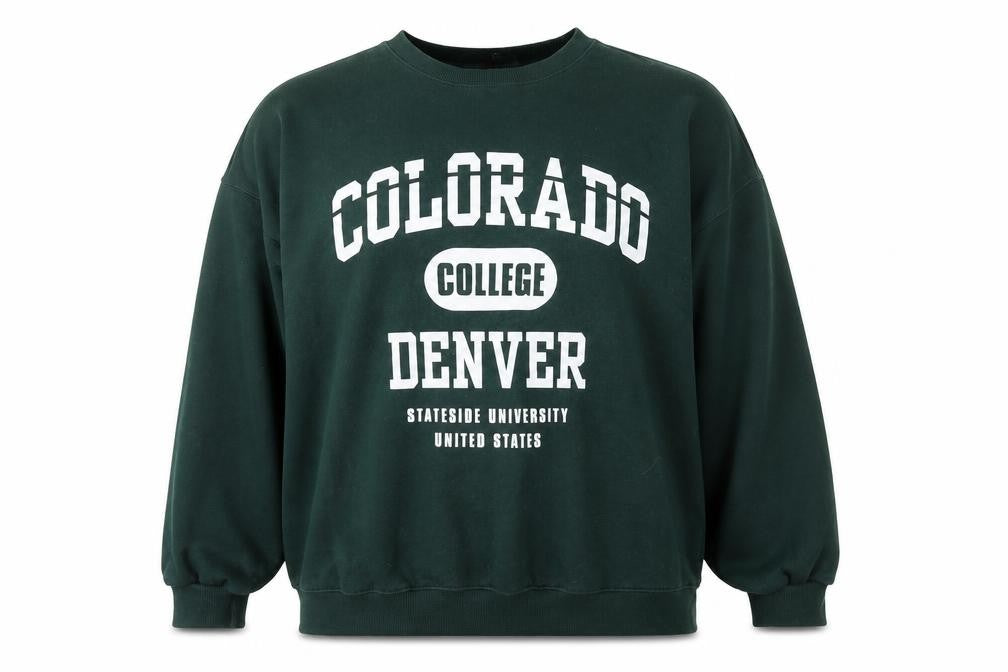 H&M Divided Men's Green College Logo Pullover Sweatshirt L