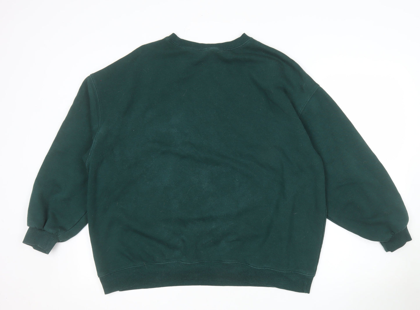 H&M Divided Men's Green College Logo Pullover Sweatshirt L