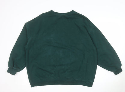 H&M Divided Men's Green College Logo Pullover Sweatshirt L