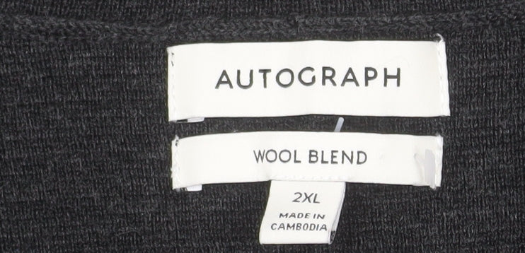 Marks and Spencer Autograph Men’s Grey 2XL Wool Blend Button Cardigan