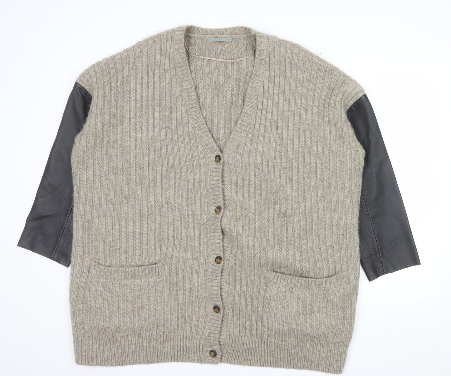 COS Womens Beige Wool Mohair Relaxed Cardigan L