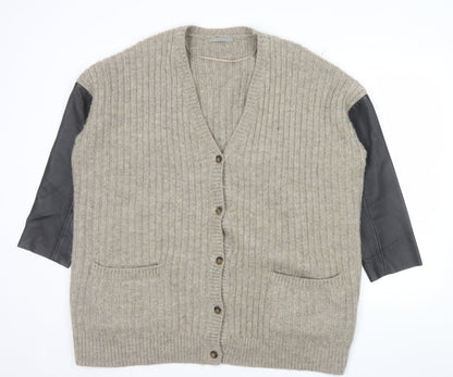 COS Womens Beige Wool Mohair Relaxed Cardigan L