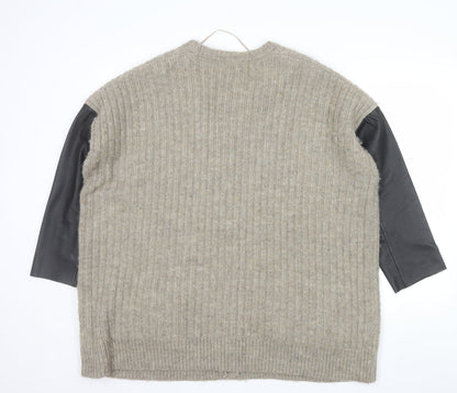 COS Womens Beige Wool Mohair Relaxed Cardigan L
