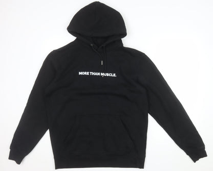 Make Thread Mens Black L Pullover Hoodie More Than Muscle