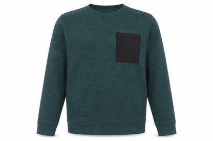 AW85 Men's Green Crew Neck Pullover Sweatshirt Size M with Zip Pocket