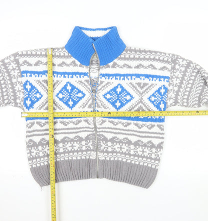 Urban Outfitters Women’s Grey Fair Isle Full Zip Jumper Size S