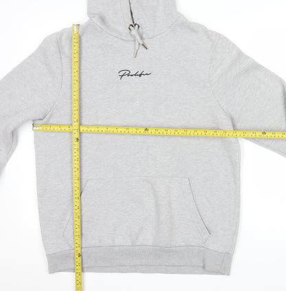 River Island Men's Grey Pullover Hoodie L Logo Fleece