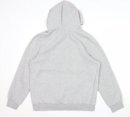 River Island Men's Grey Pullover Hoodie L Logo Fleece
