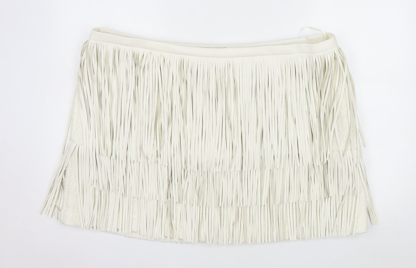 Marks and Spencer Womens Ivory Fringe Mini Skirt Size 24