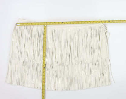 Marks and Spencer Womens Ivory Fringe Mini Skirt Size 24