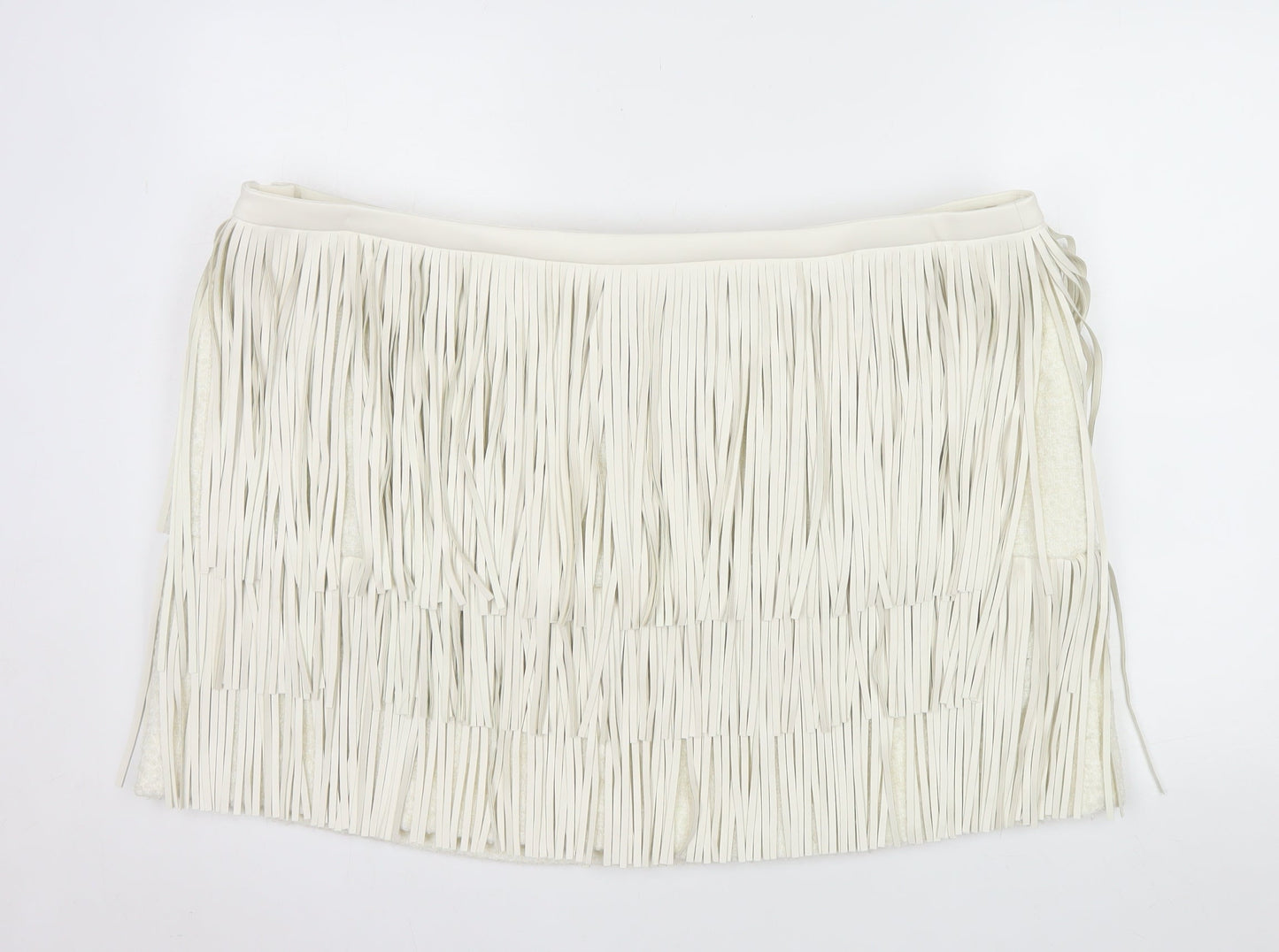 Marks and Spencer Womens Ivory Fringe Mini Skirt Size 24
