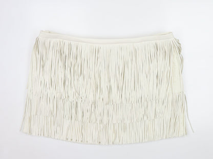 Marks and Spencer Womens Ivory Fringe Mini Skirt Size 24