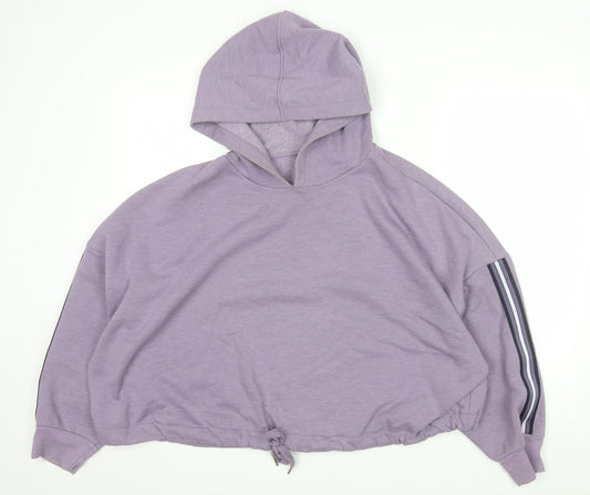 Marks and Spencer Women Purple XL Pullover Hoodie with Stripe Detail