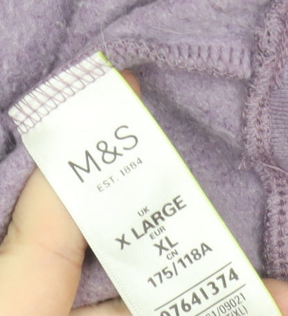 Marks and Spencer Women Purple XL Pullover Hoodie with Stripe Detail
