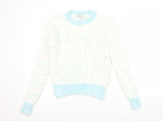 Marks and Spencer Women’s White Blue Chunky Knit Pullover Jumper Size 6
