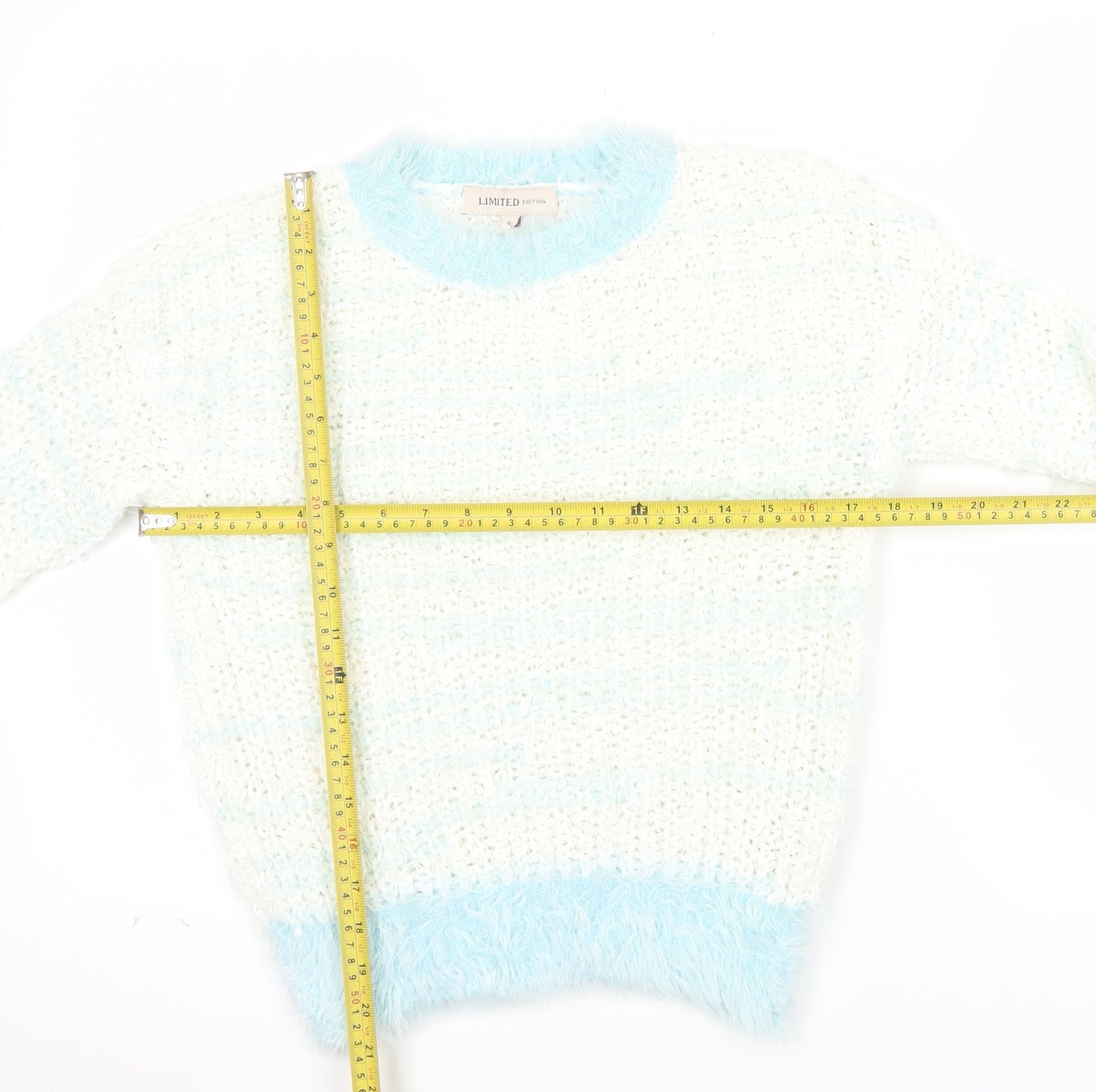 Marks and Spencer Women’s White Blue Chunky Knit Pullover Jumper Size 6