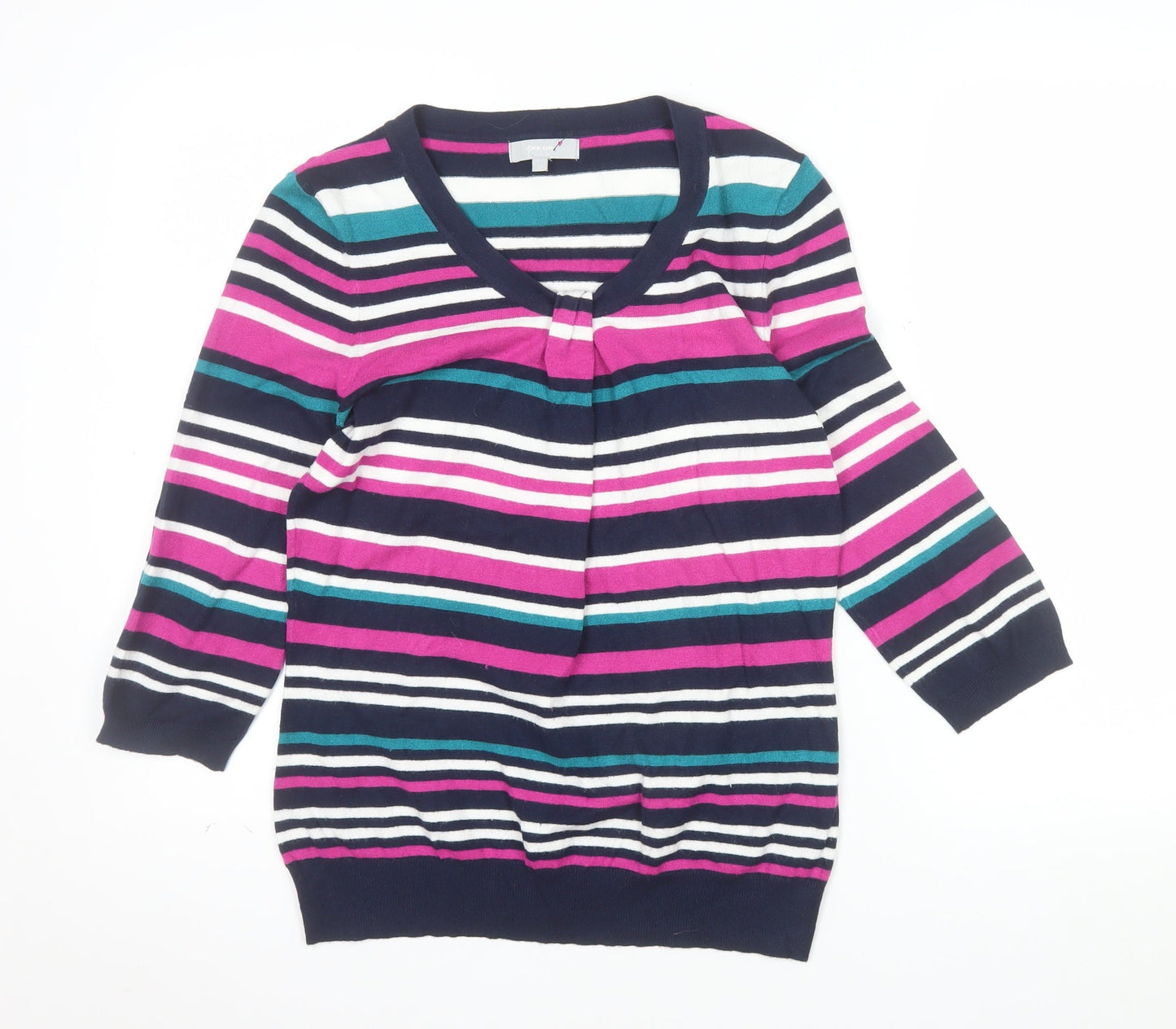 Marks and Spencer Women’s Multicoloured Striped V-Neck Jumper Size 12