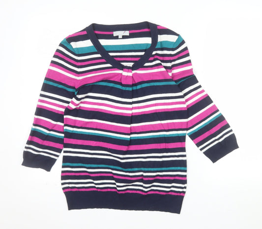 Marks and Spencer Women’s Multicoloured Striped V-Neck Jumper Size 12