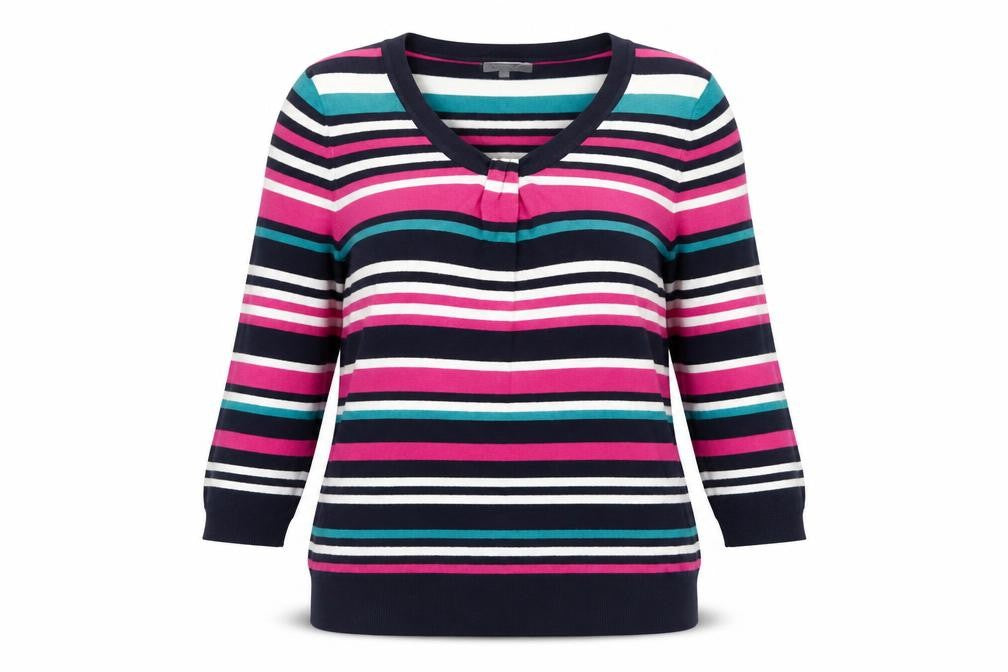 Marks & Spencer Women’s Multicoloured Striped V-Neck Jumper Size 12