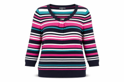 Marks & Spencer Women’s Multicoloured Striped V-Neck Jumper Size 12
