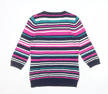 Marks and Spencer Women’s Multicoloured Striped V-Neck Jumper Size 12