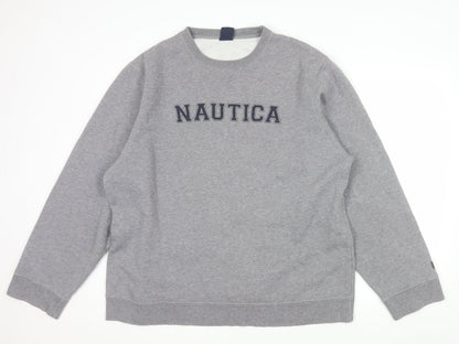 Nautica Mens Grey XL Pullover Crew Neck Logo Sweatshirt