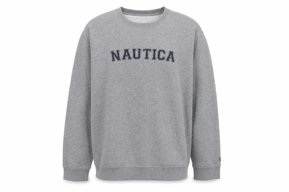 Nautica Mens Grey XL Pullover Crew Neck Logo Sweatshirt