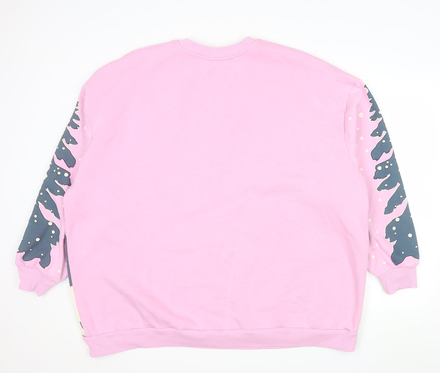 George Women Pink Christmas Cottage Print Pullover Sweatshirt XL 20-22