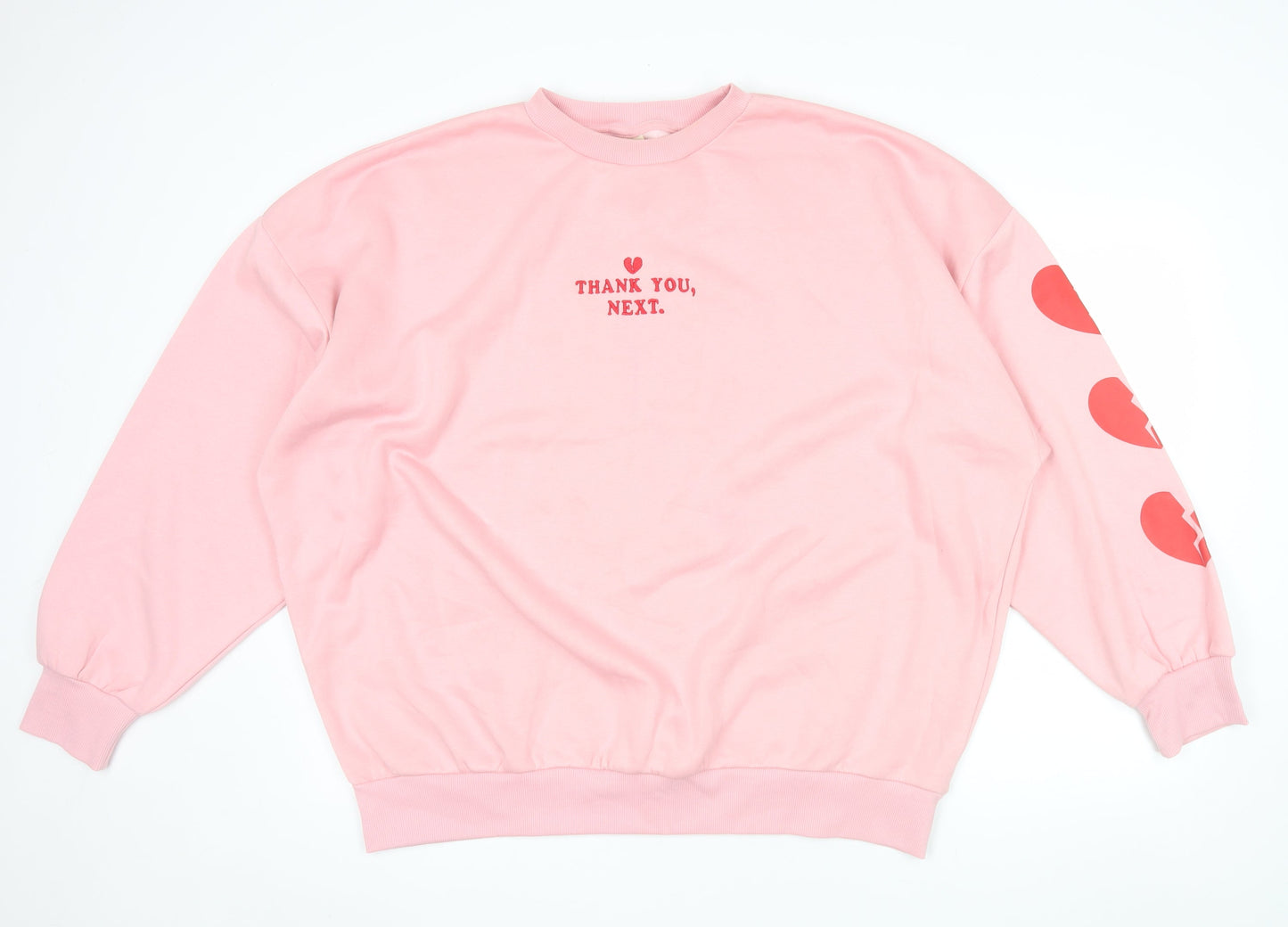 Skinnydip London Womens Pink XL Pullover Sweatshirt Thank You Next Print