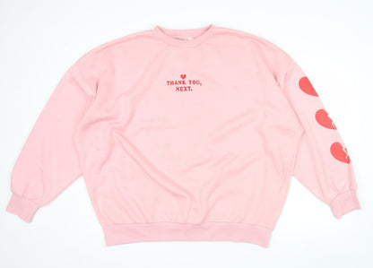Skinnydip London Womens Pink XL Pullover Sweatshirt Thank You Next Print