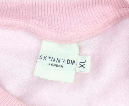Skinnydip London Womens Pink XL Pullover Sweatshirt Thank You Next Print
