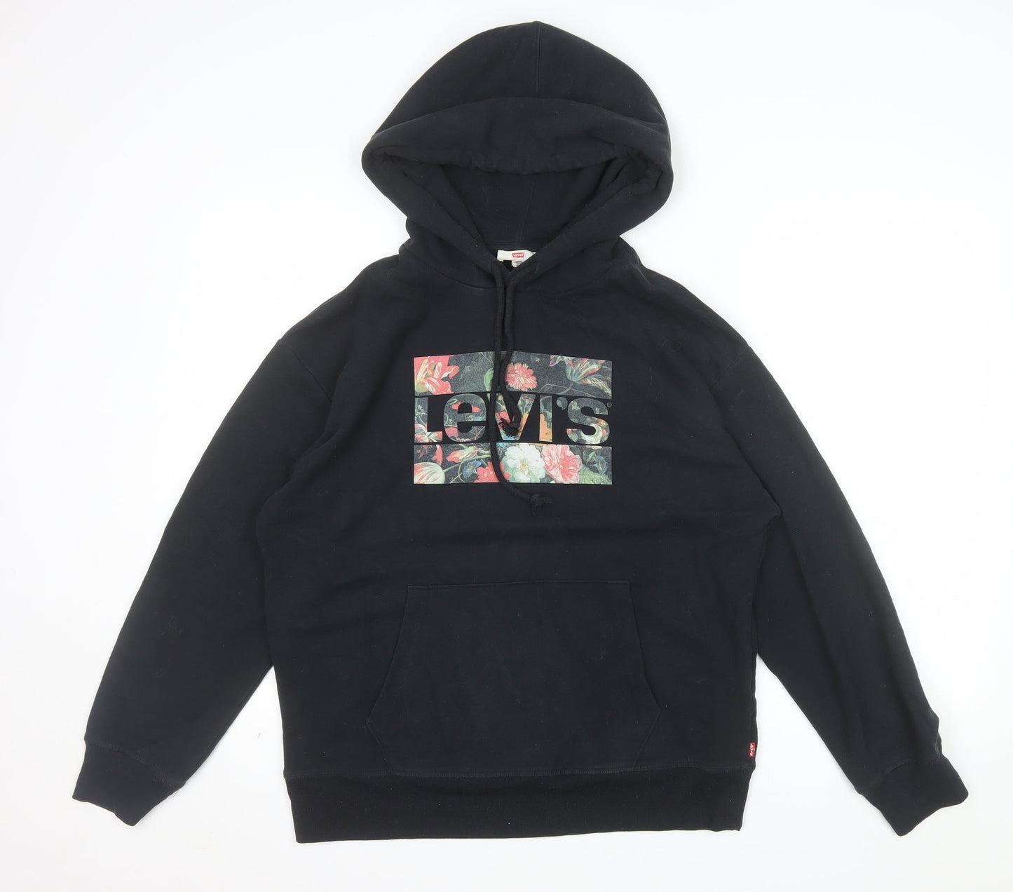 Levi's Men's Black Floral Logo Pullover Hoodie M Regular Fit