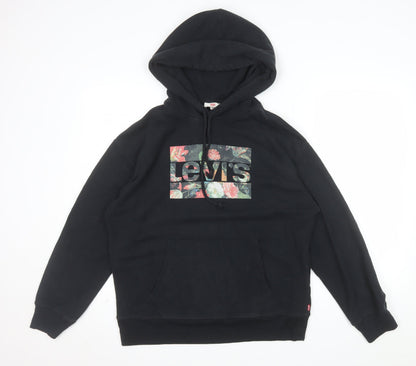 Levi's Men's Black Floral Logo Pullover Hoodie M Regular Fit