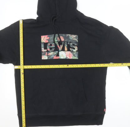Levi's Men's Black Floral Logo Pullover Hoodie M Regular Fit