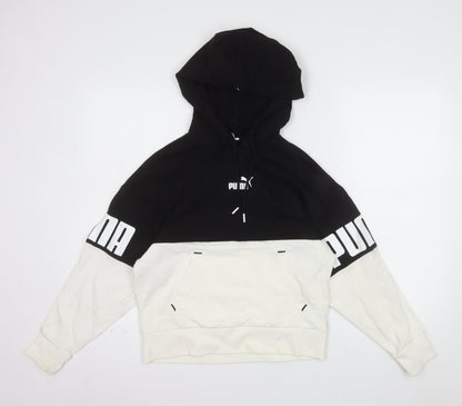 Puma Womens Black & White Pullover Hoodie XS Colourblock Logo