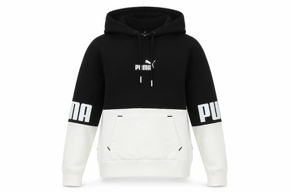 Puma Womens Black & White Pullover Hoodie XS Colourblock Logo