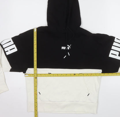Puma Womens Black & White Pullover Hoodie XS Colourblock Logo