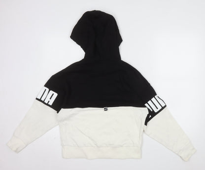 Puma Womens Black & White Pullover Hoodie XS Colourblock Logo