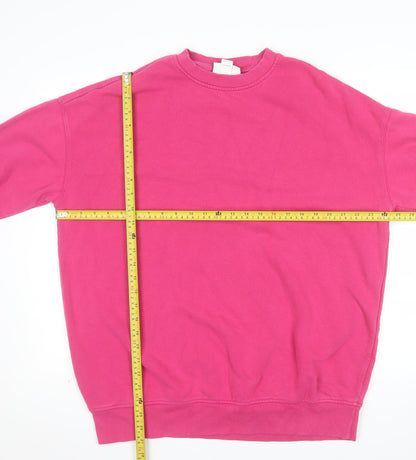 Monki Womens Pink Cotton Blend Crew Neck Pullover Sweatshirt XXS