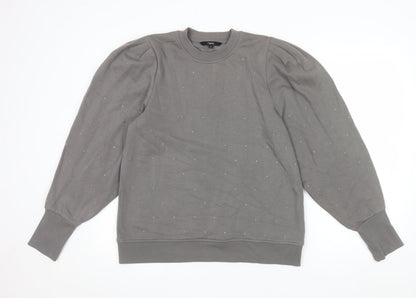 Next Women Grey Embellished Pullover Sweatshirt Size 14