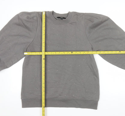 Next Women Grey Embellished Pullover Sweatshirt Size 14
